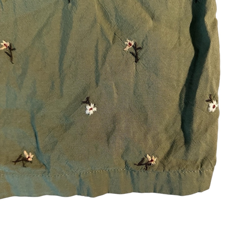 Old Navy Green Flutter Sleeve Smocked Floral Embroidery Mini Swing Dress | 2XL - Picture 6 of 12